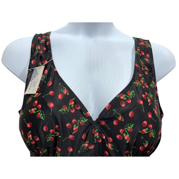 Summer Mae 4XL Plus Size One Piece Swimsuit Black Cherry Skirt Short Modest NEW - Picture 3 of 12